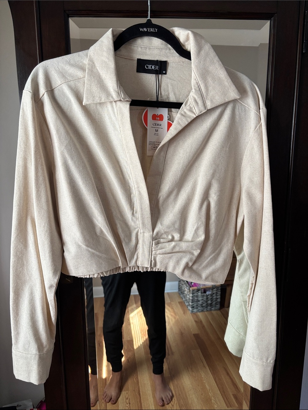 Cider Cream Cropped Button-Front Collared Shirt